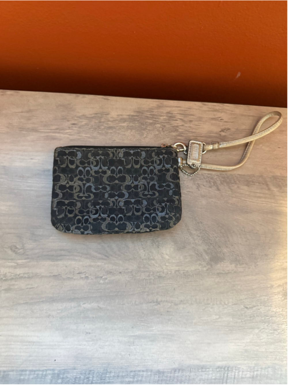 Women's Coach Signature Wristlet Clutch One Size Black Silver